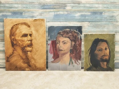 Портреты искусства лот из 3 картин акриловый холст мужчин и женщин - Изображение 1 из 4