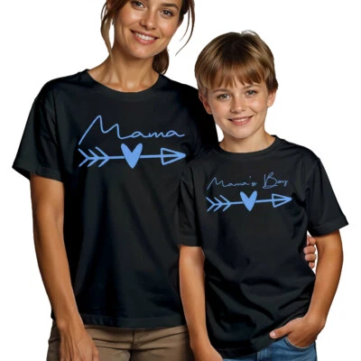 Womens Kids Mama's Boy Heart Arrow Mothers Day T-Shirt #MD - Image 1 of 4