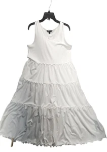 White Mark Women's White Scoop Neck Tiered Midi Dress Plus Size L D298 - Picture 1 of 6