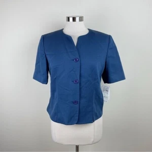 Pendleton Portland Oregon Solid Blue Button Down Blouse Top New Women Size 10 - Picture 1 of 7