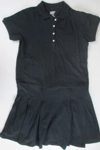 LANDS END Black School Uniform Short Sleeve Mesh Polo Dress Girls 12 NEW - Picture 1 of 6
