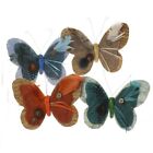 Group of 4 Assorted Color Natural Burlap and Feather Butterflies