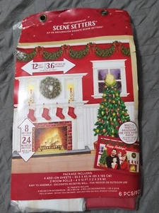 Christmas Room Decorating Kit 8x12' Photo Wall Backdrop Holiday Season Fireplace - Picture 1 of 7