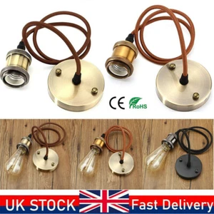 E27 Ceiling Light Fitting Rose Vintage Pendant Light Bulb Holder Base Socket UK - Picture 1 of 15