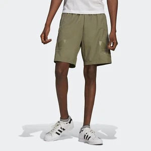 Adidas Originals Tri-color Mens Shorts Army Green Trefoil Logo Size M 50 HA2484 - Picture 1 of 12