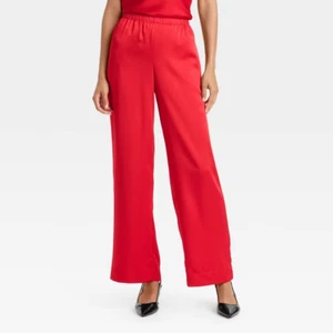 A New Day Women's Mid-Rise Straight Leg Satin Pull-On Pants S - Picture 1 of 3