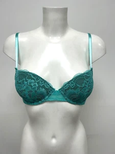 Ex M&S Ladies NEW Wired Padded Lace Bra Turquoise Size 32A - Picture 1 of 5