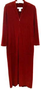 VINTAGE SIZE SMALL BURGANDY CRABTREE & EVELYN VELVET/VELOUR ZIP ROBE HOUSE COAT - Picture 1 of 11