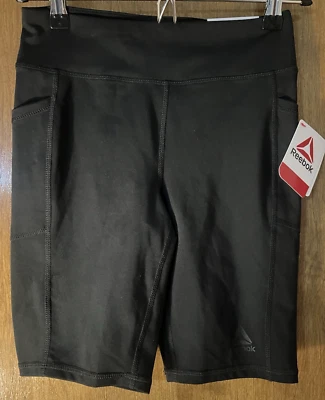 NUEVO CON ETIQUETAS REEBOK Pantalones Cortos Ajustados Elásticos Bicicleta Atléticos Negros Gimnasio Niñas 10/12 Foto 1 de 3
