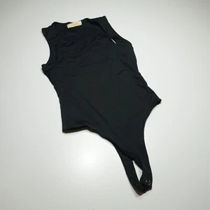 Qinsen Sleeveless Sexy Square Neck Bodysuit Black Shapewear High Leg Size Small - Picture 1 of 12