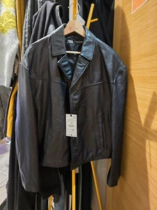 Zara Men's regular fit real leather jacket black Size L-XL - Picture 1 of 3