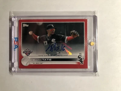 2022 TOPPS PRO DEBUT #PD-124 AUTO ELIJAH TATIS #06/10 RED CHICAGO - RARE! - Image 1 of 2