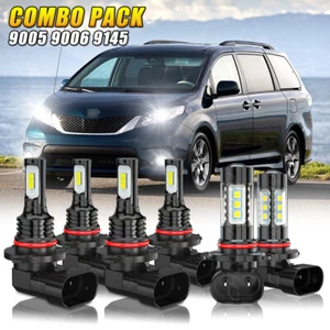 For Toyota Sienna 2006-2010 6000K 6X LED Headlight High-Low & Fog Light Bulb Kit - Picture 1 of 16