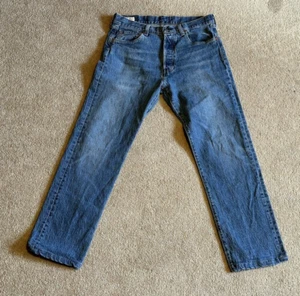 VTG (Big E) LEVI'S 501 '93 Straight Fit 33x32 Acid Wash, Button Fly, Made in USA - Picture 1 of 18