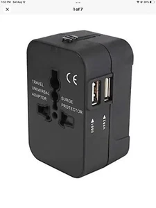 Travel Adapter, Worldwide All in One International Power Adapter Black - Picture 1 of 9