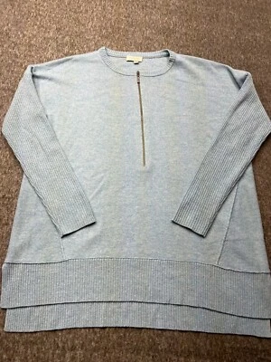 Kinross Cashmere Half 1/2 zip Pullover Sweater Blue Medium M - Image 1 of 4