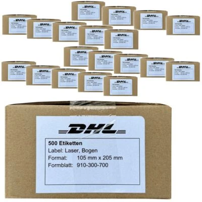 10000 DHL Versandetiketten Paket Aufkleber Versandmarken Haftetiketten Farblaser - Bild 1 von 4