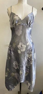 Vestido sin Mangas Vintage La Belle Mermaid Y2K Floral Peltre Satinado Correa de Espagueti S/M Foto 1 de 4