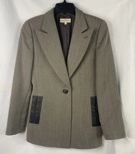 Emporio Armani Womens Blazer Virgin Wool Button Front Long Sleeve Jacket Size 10 - Picture 1 of 9