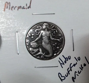 HOBO Meerjungfrau Frau des Meeres aus einem Büffel Nickel SIGNIERT - Bild 1 von 2