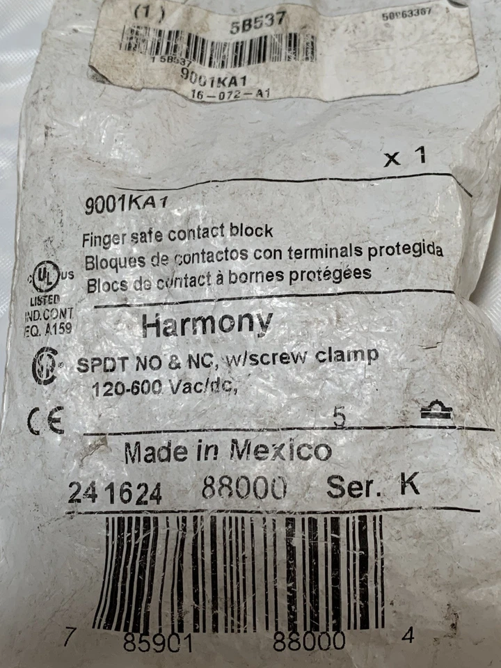 Square D 9001KA1 30mm Contact Block