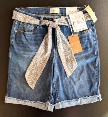 Pantalones Cortos de Jean ANGELS Forever Young Everflex Clásicos Bermudas con Cinturón Denim para Mujer 10 Foto 1 de 4