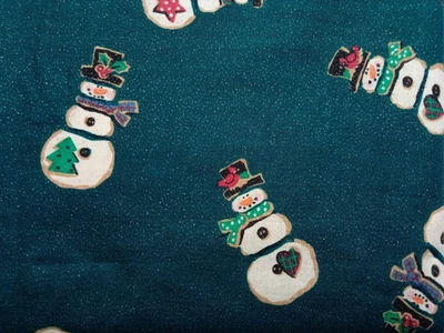 Muñeco de nieve folclórico tela navideña iridiscente invierno oscuro vacaciones 3yd 16in 44w Foto 1 de 4