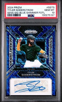 2024 Panini Prizm Tyler Soderstrom Blue Shimmer Prizm Auto /8 Gem Mint PSA 10 - Image 1 of 2