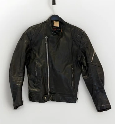 Vintage 1970s Belstaff Leather Bike Jacket Lewis Biker Style Size Small 92cm 36” - Image 1 of 4