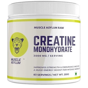 Muscle Asylum Creatine Monohydrate Powder Unflavored, Pack of 250gm, -83 Serving - Picture 1 of 6