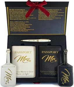 Mr& Mrs Kofferanhänger Reisepassetui Set - Hochzeitsgeschenke für Paare 2024 - Bild 1 von 5