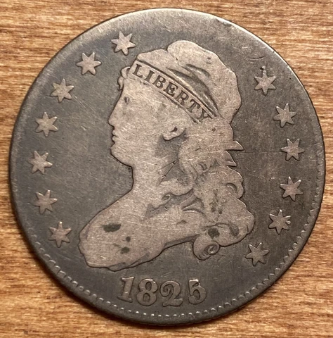 1825/4/(2) Bust Quarter VG+ Cover