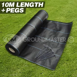 More details for 10m long groundmaster™ heavy duty weed control fabric cover membrane + pegs