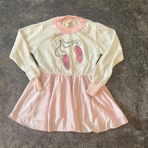VTG Girl's Ballet Star White Pink T-Shirt Dress Sz 6 Wormser 1987 Made In USA - Picture 1 of 11