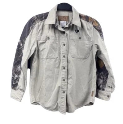 Mossy Oak Shirt Youth Small Camo Open Range LS Button Down Ripstop Hunting VTG - Image 1 of 4