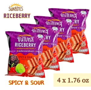 (Confezione da 4) Sunbites Riceberry PICY & SOUR Multigrain Chips Snack 50 g, 1,76 oz - Foto 1 di 11