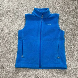 Columbia Steens Mountain Fleece Vest Jacket Boys Small Blue Full Zip Outdoor - Picture 1 of 11