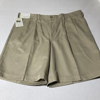 Nuevos pantalones cortos chinos plisados Merona de microfibra para hombre talla 42 Foto 1 de 4