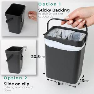 Dustbin Kitchen Sidetable Waste Basket Rubbish Bin Hanging Lid Storage Box - Picture 1 of 19