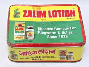Rare Old Vintage Dragon Graphics Pharmaceutical Zalim Lotion Advertising Tin Box - Picture 1 of 12