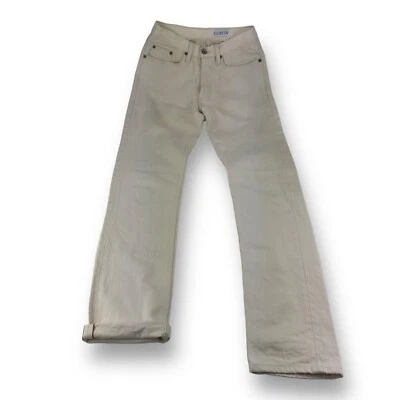 Pantalones de mezclilla Gustin crema rectos crudos con ribete de 5 bolsillos de algodón para hombre talla 28x33 Foto 1 de 4