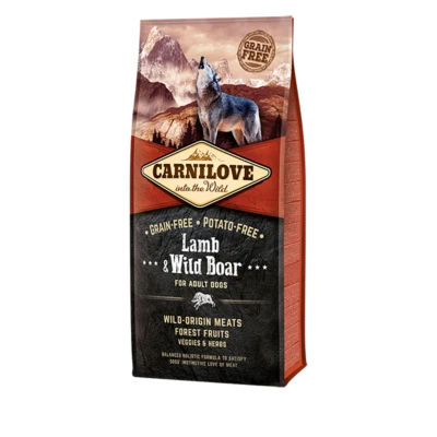 Carnilove Adult Dog Food Large Bag 12KG - Lamb & Wild Boar - Grain Free - Image 1 of 3