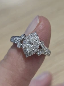 14ct White Gold Ladies 0.95ct TW Diamond Ring Size J - Picture 1 of 12