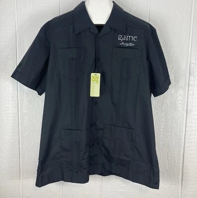 Cubavera Game Cigar Garcia y Vega Shirt Button Front Black NWT - Image 1 of 4