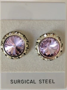 VIOLET PIERCED EARRINGS go with horse show number magnet Rivoli Crystals - Picture 1 of 1