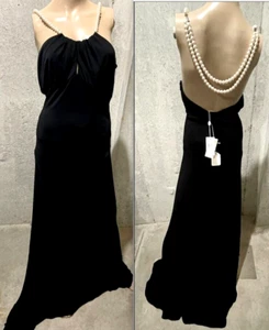 New NWT RARE Michael Kors Collection 2006 Pearl Back Long Black Gown Dress US 8 - Picture 1 of 6