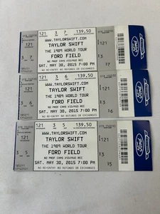 3 entradas completas Taylor Swift 2015 gira mundial Ford Field Michigan 1989 sin usar - Imagen 1 de 4