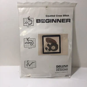Sports Beginner Cross Stitch Kit Deluxe 7.25" Football Baseball Basketball - Picture 1 of 4