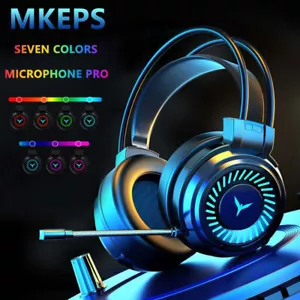 Auriculares con cable para juegos con micrófono estéreo envolvente LED auriculares para PS4 Xbox One PC - Imagen 1 de 27