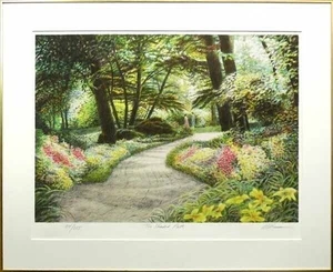Harold Altman The Shaded Path signiert limitierte Lithographie 184/285 große gerahmte Kunst - Bild 1 von 6